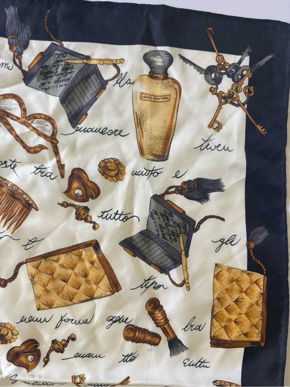 Vintage Jones New York Women’s Perfume & Glamour Scarf 100% Silk